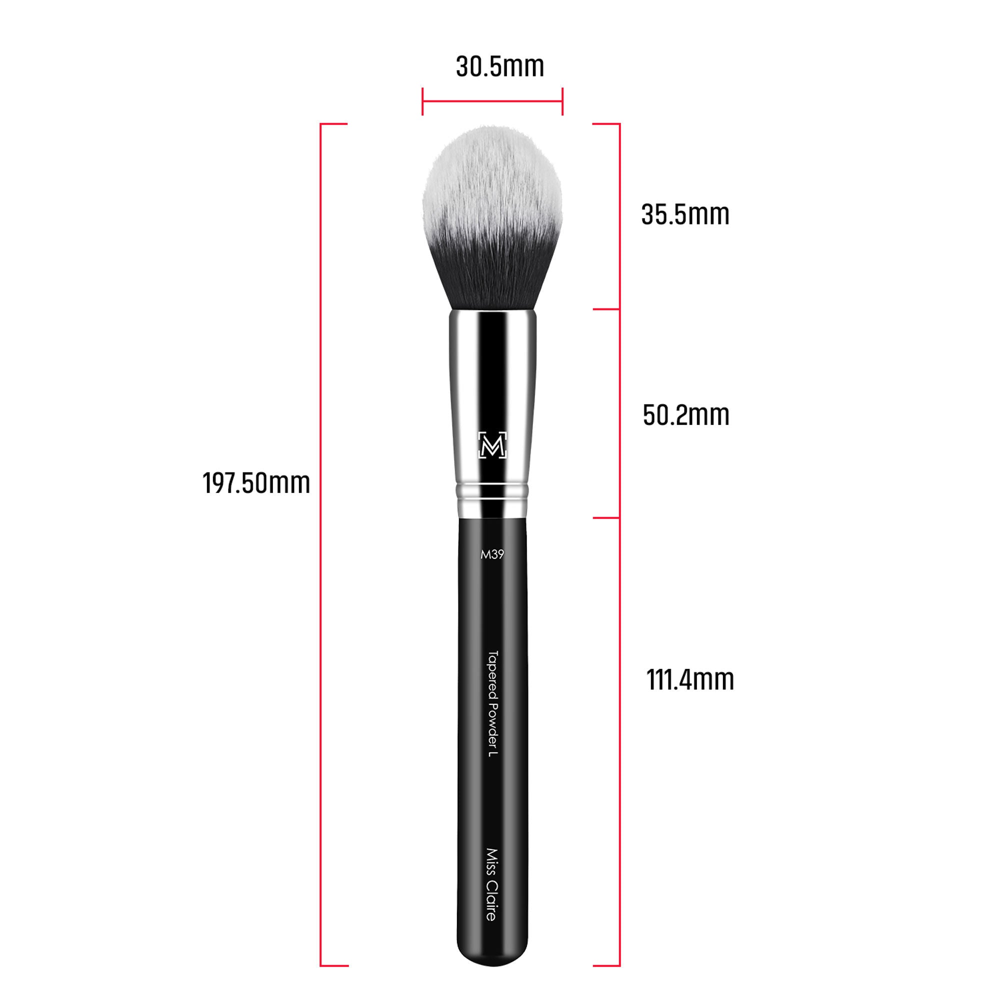 Miss Claire M39 - Tapered Powder (L) Brush - Chrome