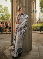 Thumbnail for Monjolika Fashion Black Color Lakhnavi Organza Weaving Work Saree With Blouse - Distacart