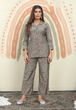Thumbnail for Monjolika Fashion Grey Color Printed Rayon Designer Co Ord Set