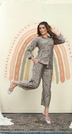 Thumbnail for Monjolika Fashion Grey Color Printed Rayon Designer Co Ord Set