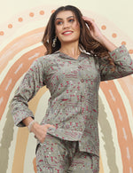 Thumbnail for Monjolika Fashion Grey Color Printed Rayon Designer Co Ord Set