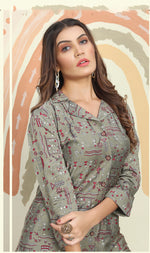Thumbnail for Monjolika Fashion Grey Color Printed Rayon Designer Co Ord Set