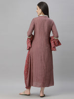 Thumbnail for Juniper Women's Pink Silk Printed Flared Dress - Distacart
