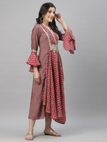 Thumbnail for Juniper Women's Pink Silk Printed Flared Dress - Distacart