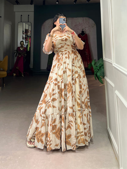 Lorenvalley Chiku Georgette Print Gown - Distacart