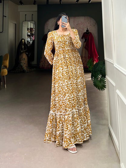 Lorenvalley Mustad Georgette Printed Gown - Distacart