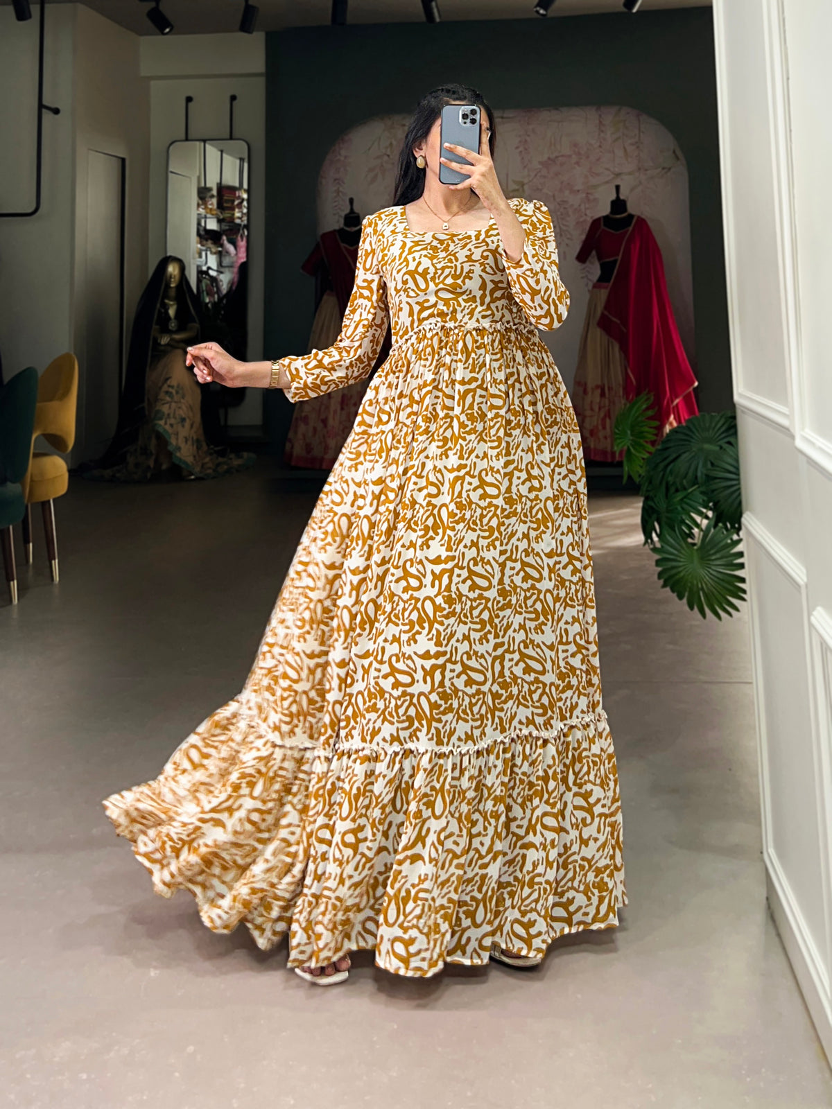 Lorenvalley Mustad Georgette Printed Gown - Distacart