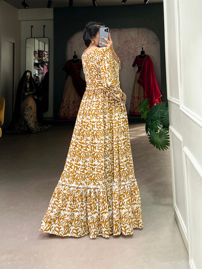 Lorenvalley Mustad Georgette Printed Gown - Distacart