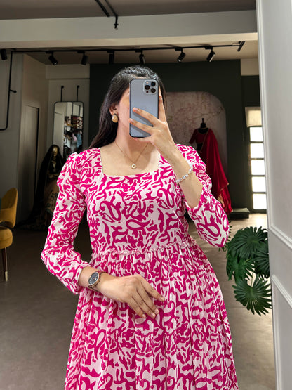 Lorenvalley Pink Georgette Printed Gown - Distacart