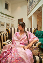 Thumbnail for Monjolika Fashion Light Pink Color Handloom Weaving Silk Work Saree With Blouse