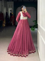 Thumbnail for Lorenvalley Fashion Pink Silver Glosy Crunchy Lace Touch Up Gown with Koti