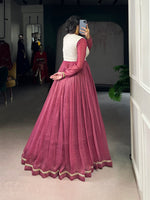 Thumbnail for Lorenvalley Fashion Pink Silver Glosy Crunchy Lace Touch Up Gown with Koti