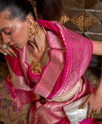 Thumbnail for Monjolika Fashion Rani Pink Color Handloom Khadi Georgette Tradtional Saree
