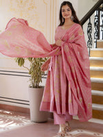 Thumbnail for Anouk Women Floral Printed Panelled Aari Work Pure Cotton Kurta with Trousers & With Dupatta