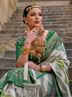 Thumbnail for Monjolika Fashion Green Color Weaving Border Silk Saree With Blouse