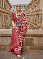 Thumbnail for Monjolika Fashion Maroon Color Weaving Border Silk Saree With Blouse