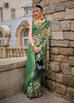 Thumbnail for Monjolika Fashion Green Color Weaving Border Silk Saree With Blouse