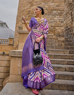 Thumbnail for Monjolika Fashion Violet Color Weaving Border Silk Saree With Blouse