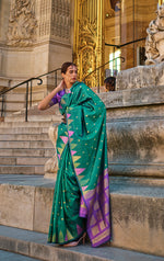 Thumbnail for Monjolika Fashion Teal Color Silk Women'S Traditional Saree - Distacart