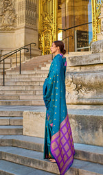 Thumbnail for Monjolika Fashion Ocean Blue Color Silk Women'S Traditional Saree - Distacart