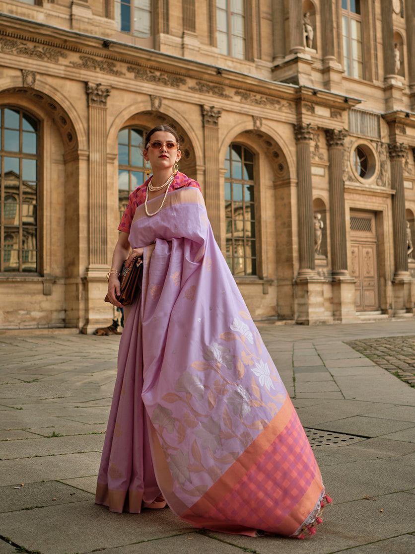 Monjolika Fashion Light Lavender Soft Silk Ceremonial Designer Saree - Distacart
