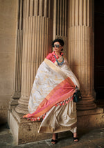 Thumbnail for Monjolika Fashion Off White Soft Silk Ceremonial Designer Saree