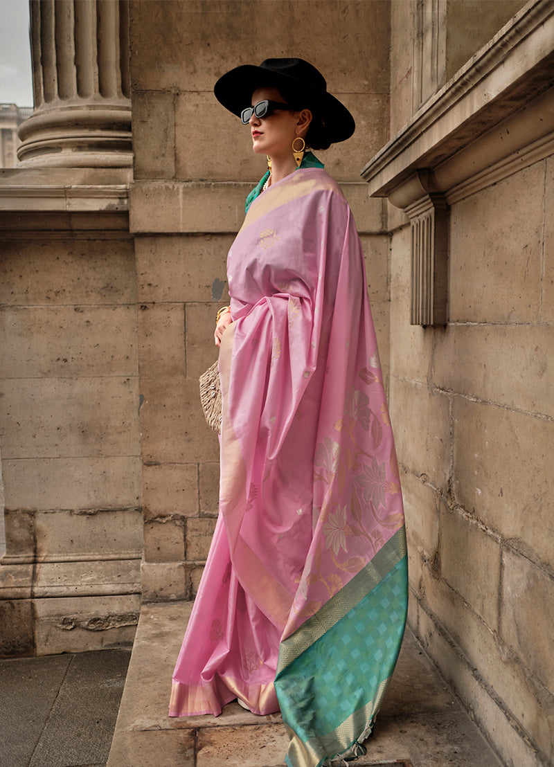 Monjolika Fashion Light Pink Soft Silk Ceremonial Designer Saree