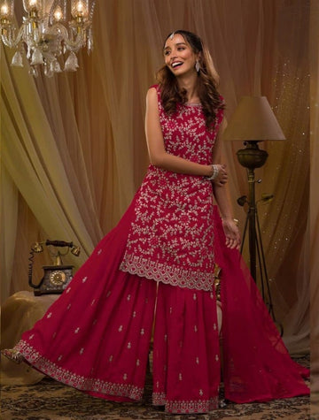 Anaita Red Georgette Suit with Embroidery & Sequence Work - Dista