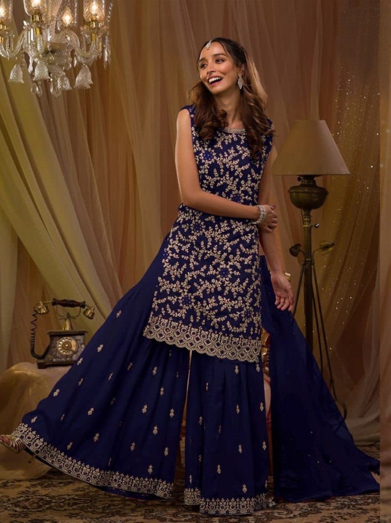 Anaita Violet Georgette Suit with Embroidery & Sequence Work - Dista