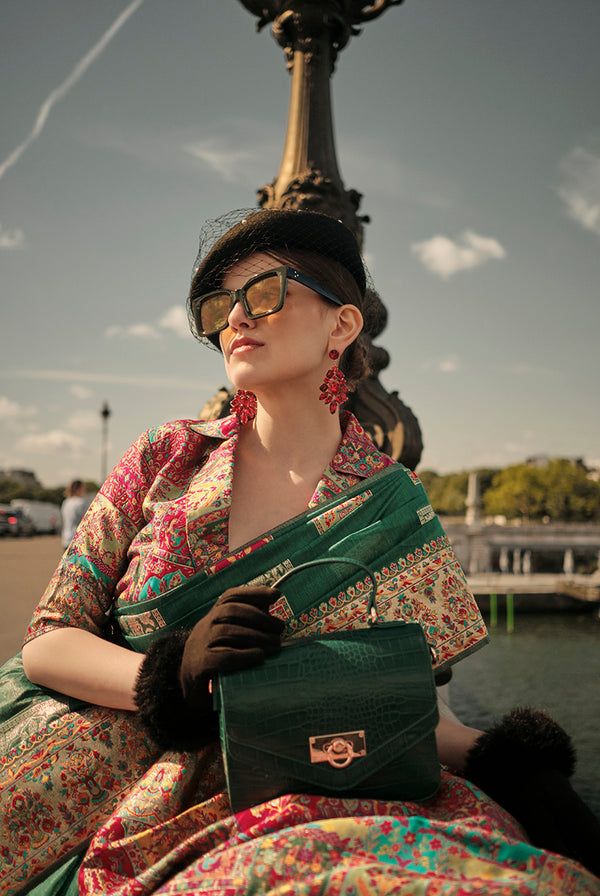 Monjolika Fashion Teal Color Woven Festival Wear Saree