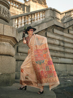 Thumbnail for Monjolika Fashion Beige Color Woven Festival Wear Saree - Distacart