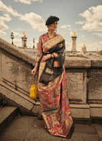 Thumbnail for Monjolika Fashion Black Color Woven Festival Wear Saree - Distacart