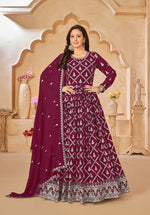 Thumbnail for Monjolika Fashion Embroidered Party Wear Magenta Salwar Suit