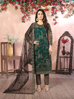 Thumbnail for Monjolika Fashion Green Net Embroidery Trendy Salwar Kameez