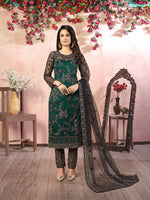 Thumbnail for Monjolika Fashion Green Net Embroidery Trendy Salwar Kameez
