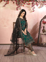Thumbnail for Monjolika Fashion Green Net Embroidery Trendy Salwar Kameez