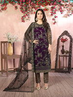 Thumbnail for Monjolika Fashion Purple Net Embroidery Trendy Salwar Kameez