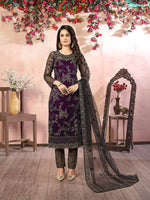 Thumbnail for Monjolika Fashion Purple Net Embroidery Trendy Salwar Kameez