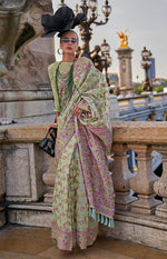 Thumbnail for Monjolika Fashion Light Green Emblished Organza Contemporary Saree - Distacart