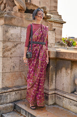 Thumbnail for Monjolika Fashion Magenta Emblished Organza Contemporary Saree