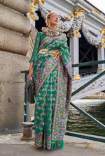 Thumbnail for Monjolika Fashion Teal Emblished Organza Contemporary Saree