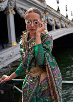 Thumbnail for Monjolika Fashion Teal Emblished Organza Contemporary Saree