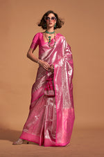 Thumbnail for Monjolika Fashion Pink Kanjipuram Silk Woven Designer Saree
