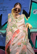 Thumbnail for Monjolika Fashion Handloom Weaving Ethnic Saree In Cream