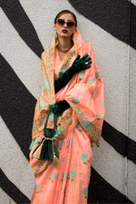 Thumbnail for Monjolika Fashion Handloom Weaving Ethnic Saree In Peach