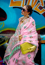 Thumbnail for Monjolika Fashion Handloom Weaving Ethnic Saree In Pink