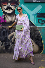 Thumbnail for Monjolika Fashion Handloom Weaving Ethnic Saree In Lavender - Distacart