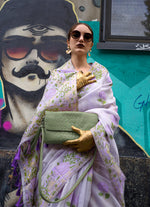 Thumbnail for Monjolika Fashion Handloom Weaving Ethnic Saree In Lavender - Distacart