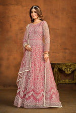 Thumbnail for Monjolika Fashion Light Pink Net Ceremonial Floor Length Salwar Kameez