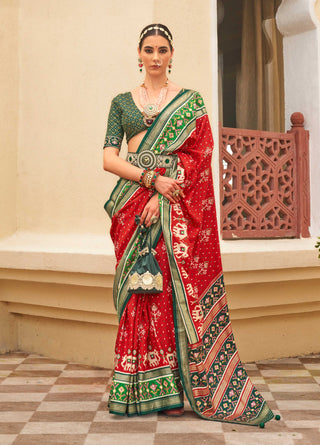 Monjolika Fashion Maroon Colour Sigma Silk Patola Printed Saree With Blouse